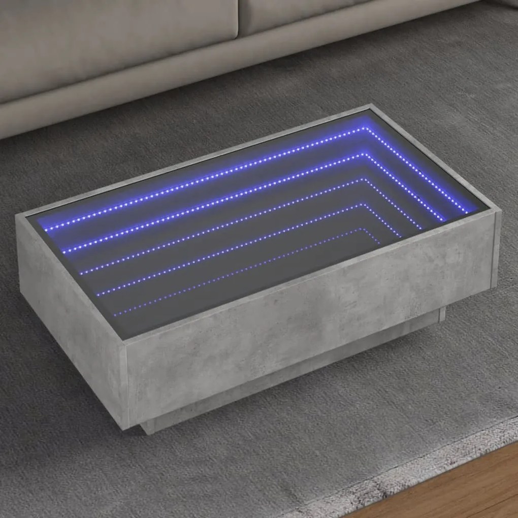 vidaXL Mesa de centro c/ LEDs 90x50x30 cm derivados de madeira