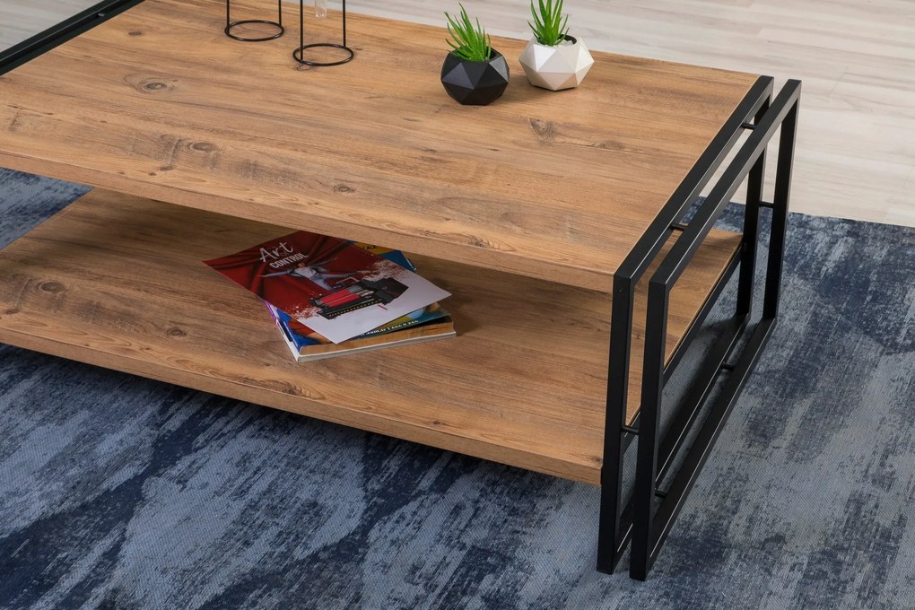 Conjunto de Mobiliário de Sala Cosmo – Pinho Atlântico/Preto – Variada