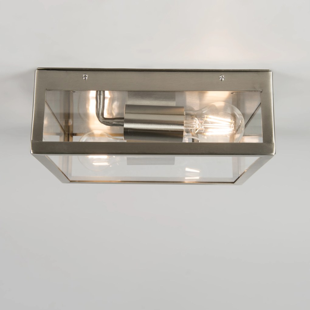 Candeeiro de teto exterior quadrado moderno em aço 2 luzes - Rotterdam Moderno