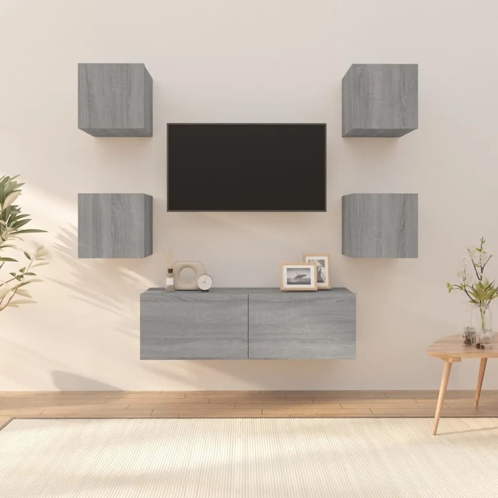 vidaXL Móvel de parede para TV derivados de madeira cinzento sonoma