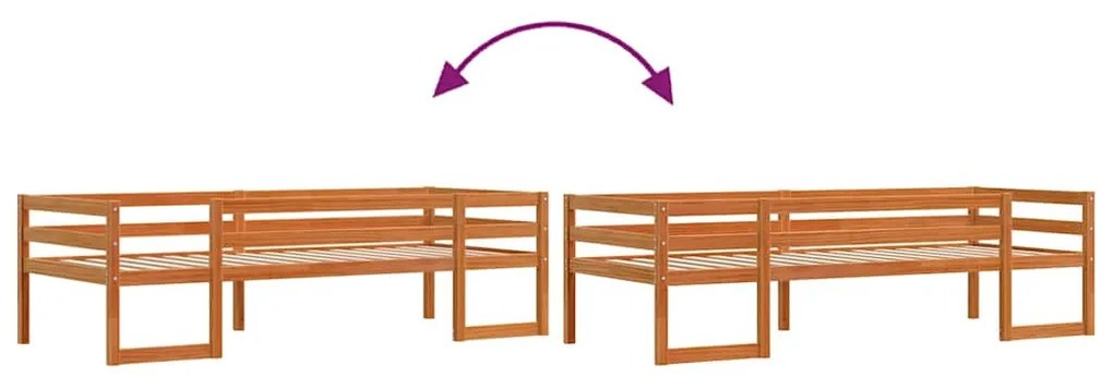 Estrutura de cama infantil 75x190 cm pinho maciço castanho-mel