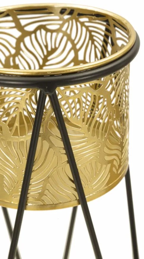 CONJUNTO DE 2 PORTA-VASOS DRAK DOURADO E PRETO 21X20X46-18X18X32 CM (PLANTAS NÃO INCLUIDAS)