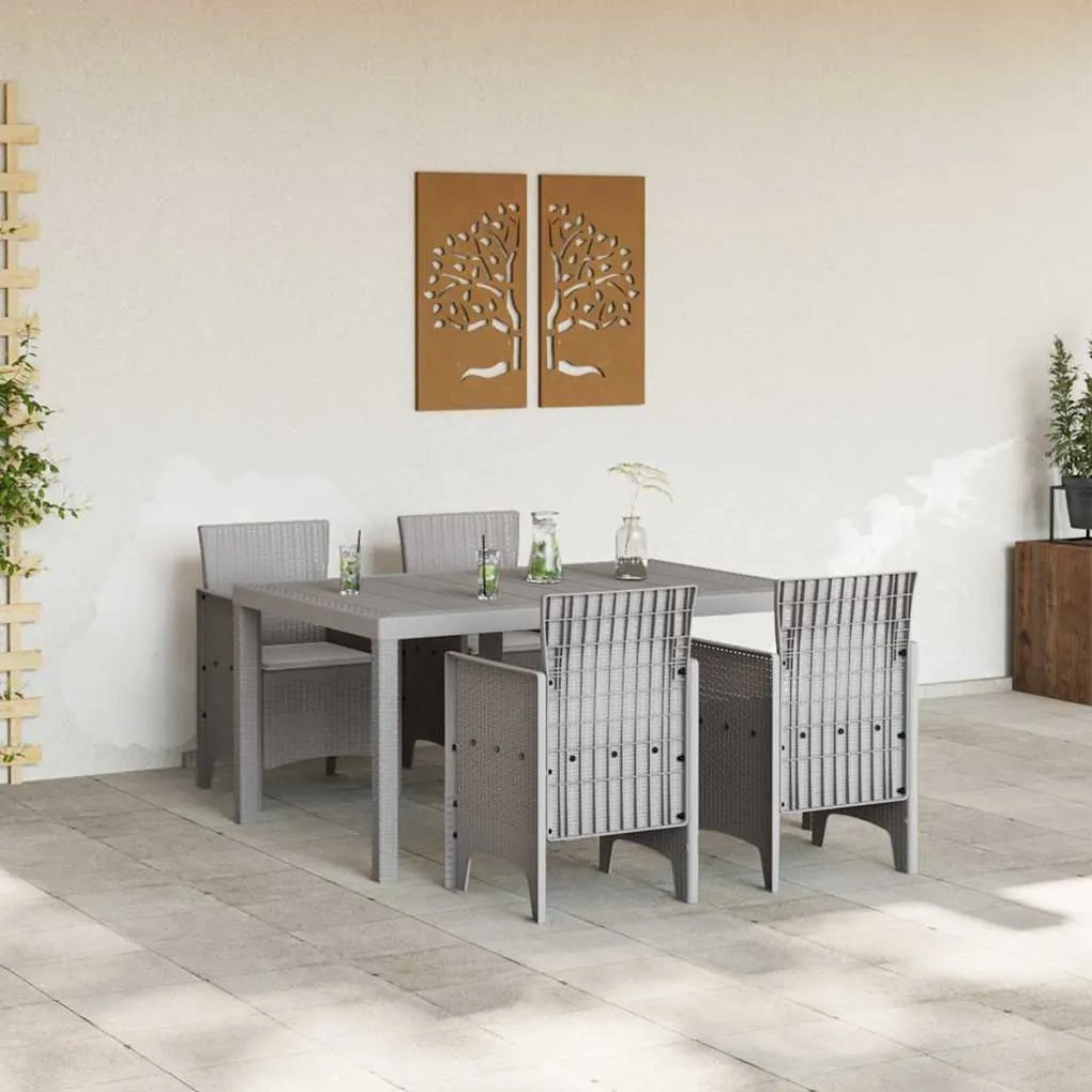 Conjunto de Jantar de Jardim 5 pcs Cinzento-claro