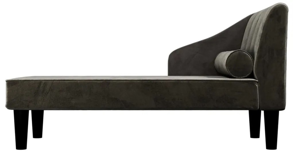 Chaise longue com rolo veludo preto