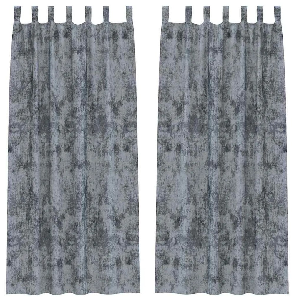 Cortinas de Veludo 2 pçs com Ilhós Cinza Prata 260x140 cm
