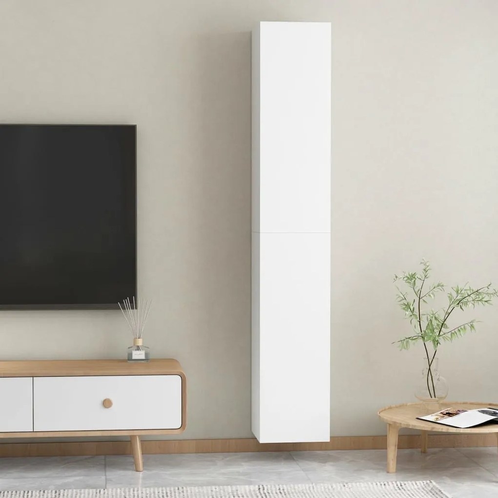 Móveis de TV 2 pcs 30,5x30x90 cm derivados de madeira branco