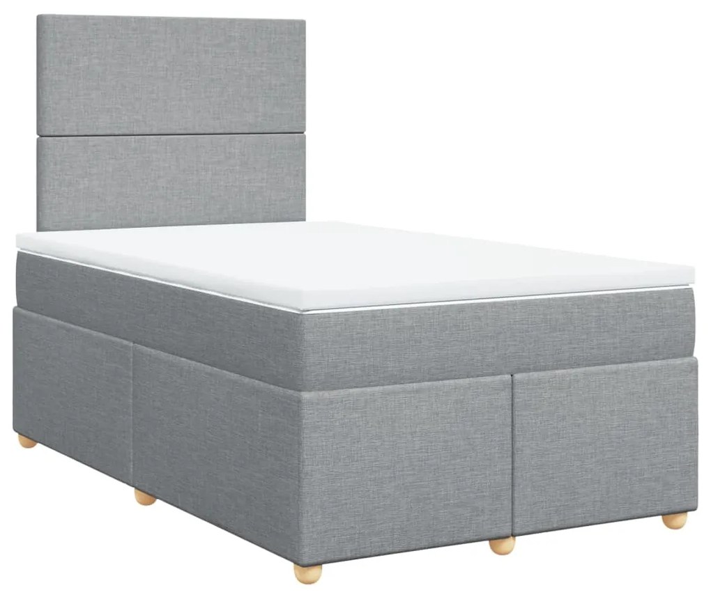 Cama com molas/colchão 120x200 cm tecido cinza-claro