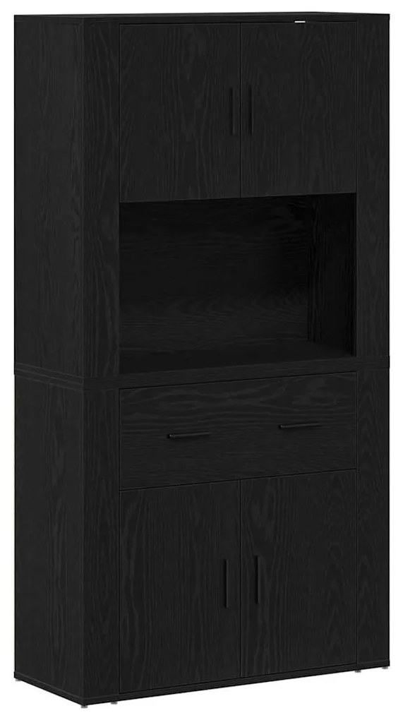 Highboard Carvalho Preto 80x33x150 cm Madeira Envolvente