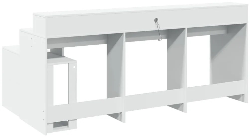 Secretária c/ luzes LED 200x104x91 cm derivados madeira branco