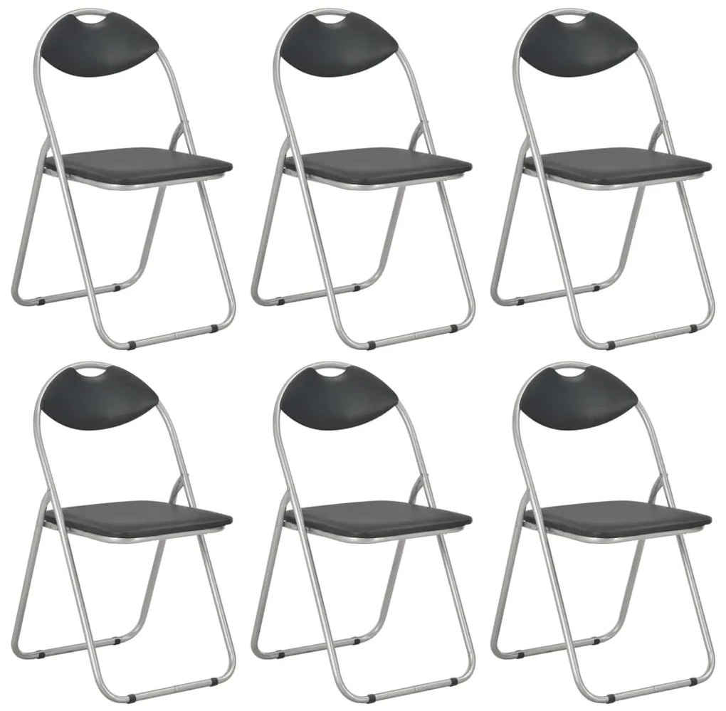 vidaXL Cadeiras de jantar dobráveis 6 pcs couro artificial preto