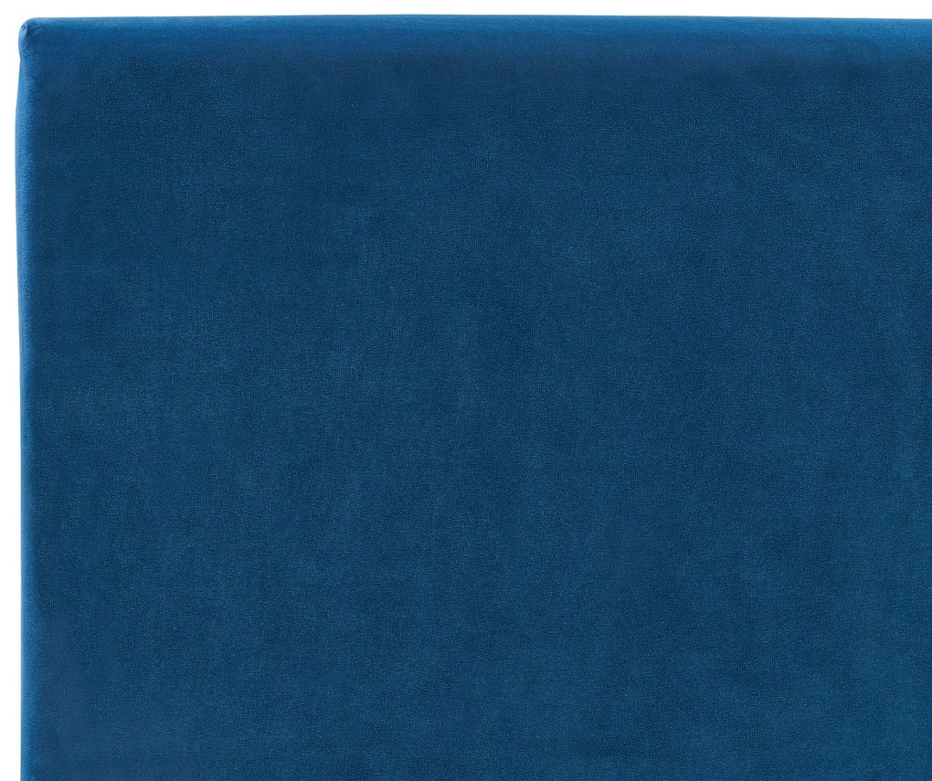 Cama de casal em veludo azul escuro 140 x 200 cm FITOU Beliani
