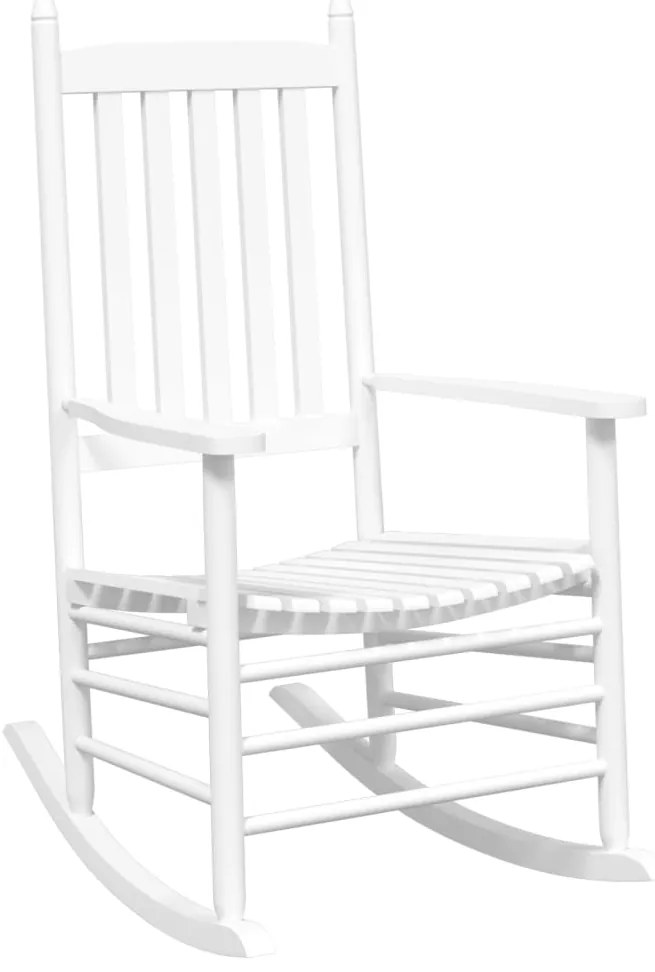 Cadeira de baloiço com mesa dobrável álamo maciço branco