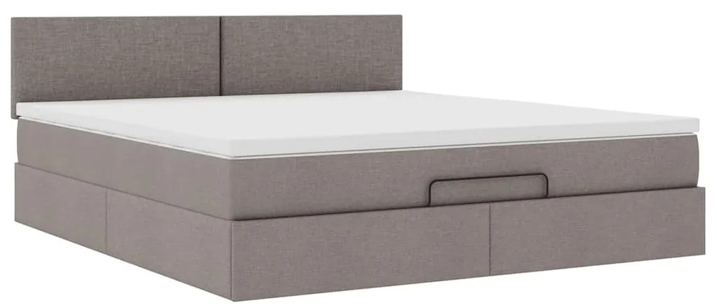 Estrutura de cama otomana com colchão tecido cinzento 160x200cm