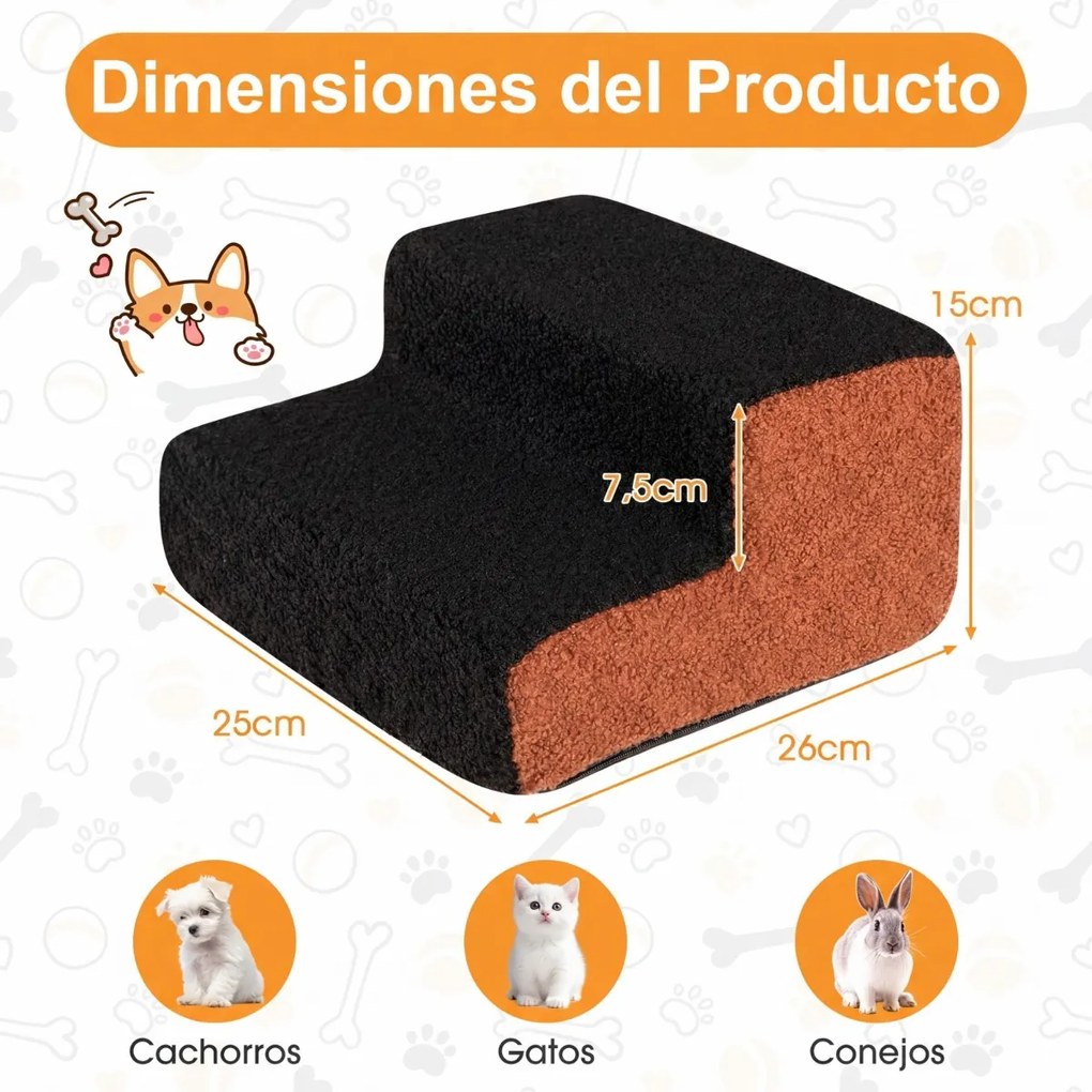 Rampa de espuma de 2 níveis para cães com capa lavável e inclinação suave para sofás, destinada a animais de estimação mais velhos ou com lesões – Pre