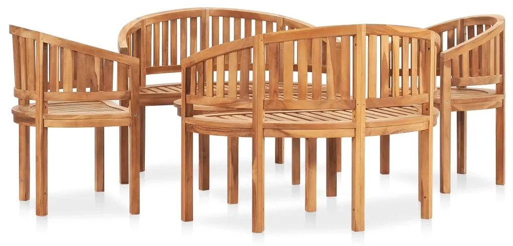 vidaXL 5 pcs conj. lounge de jardim formato banana teca maciça