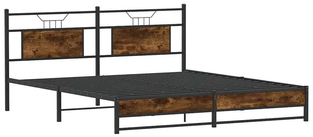 Estrutura de cama sem colchão 160x200 cm carvalho fumado