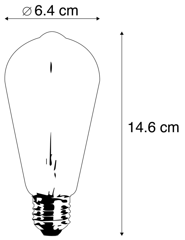 Conjunto de 3 lâmpadas LED E27 reguláveis em espiral ST64 ouro 4W 270lm 2100K