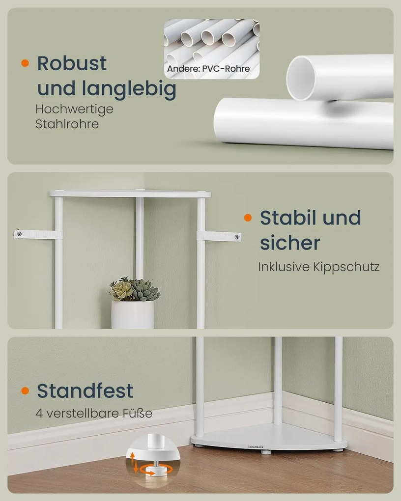 Estante de canto com 5 prateleiras 38,3 x 27 x 139 cm Branco