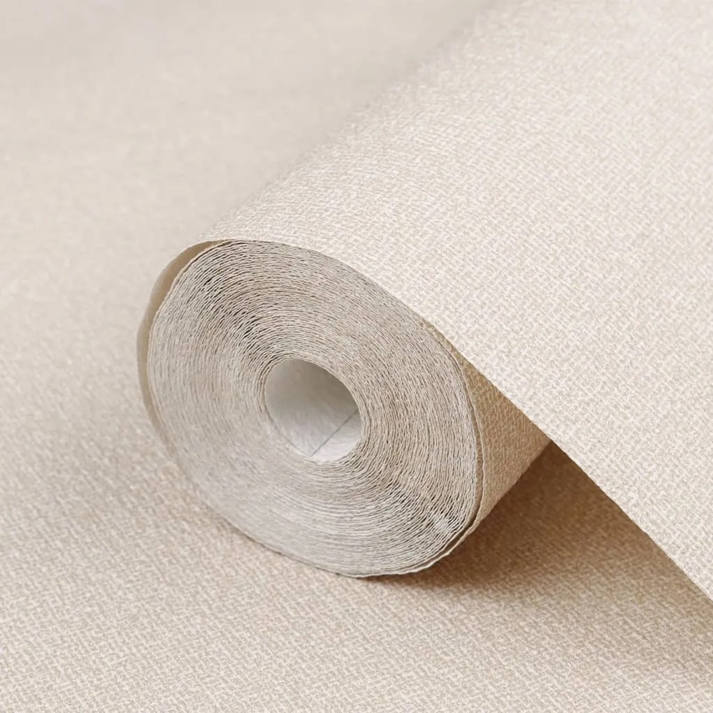 Papel parede 3D 10x0,53 m tecido não-tecido bege sólido
