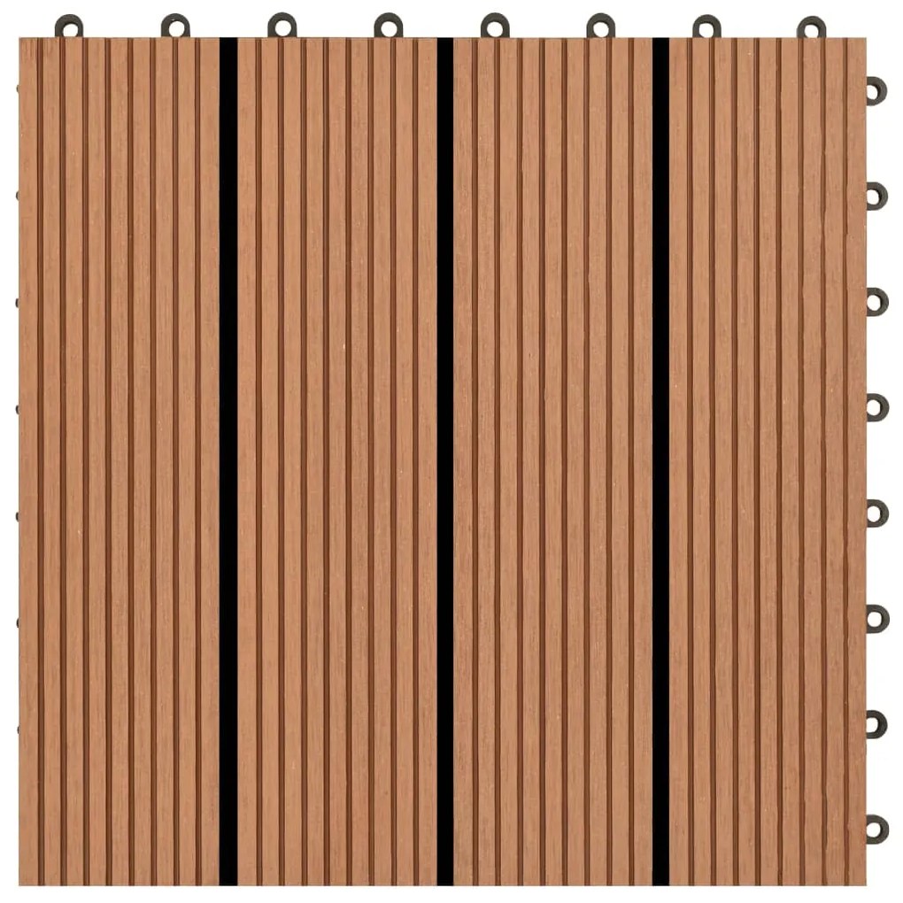 Ladrilhos de pavimento 22 pcs WPC 2m² 30x30 cm castanho