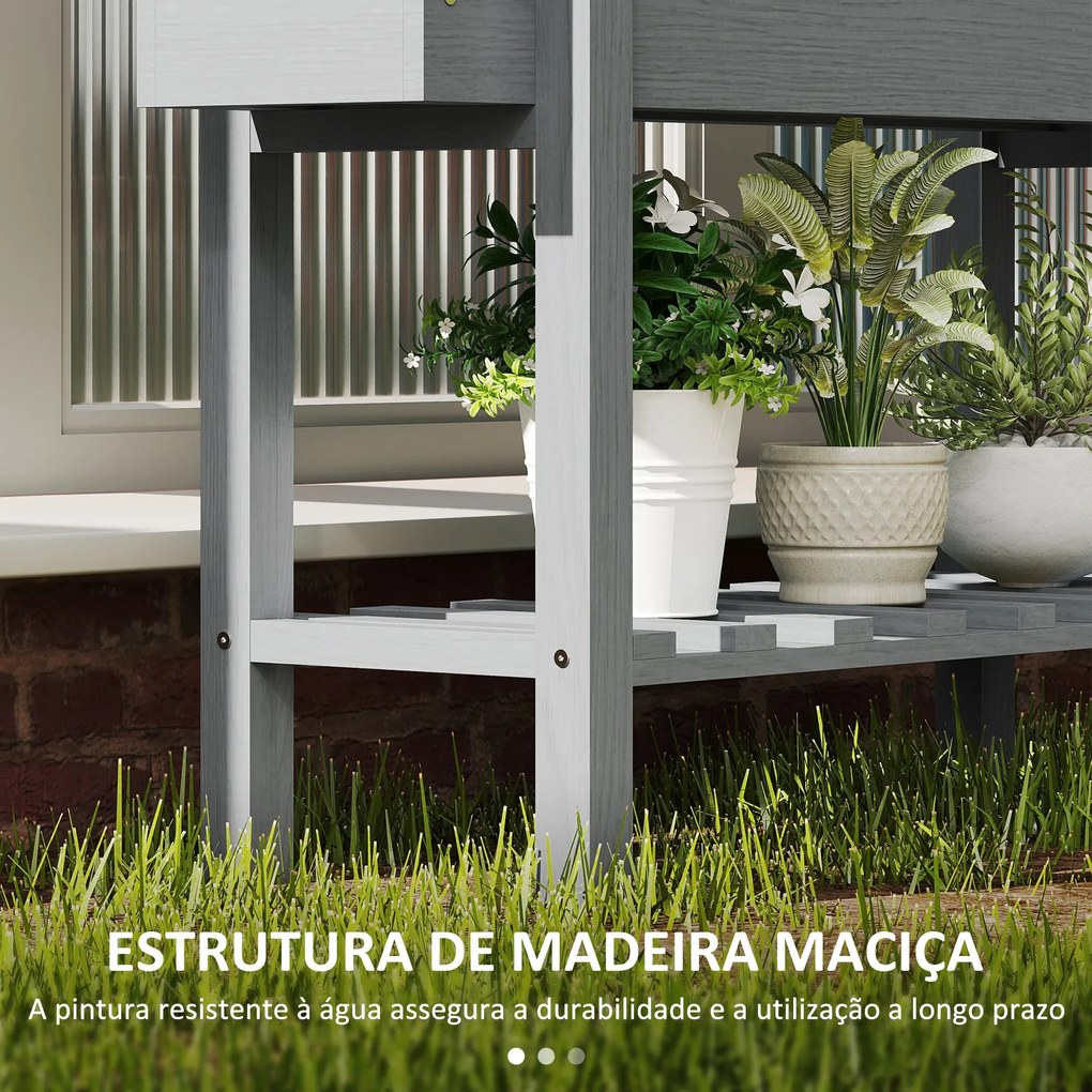 Horta Vertical de Madeira Mesa de Cultivo com Prateleira Floreira Elev