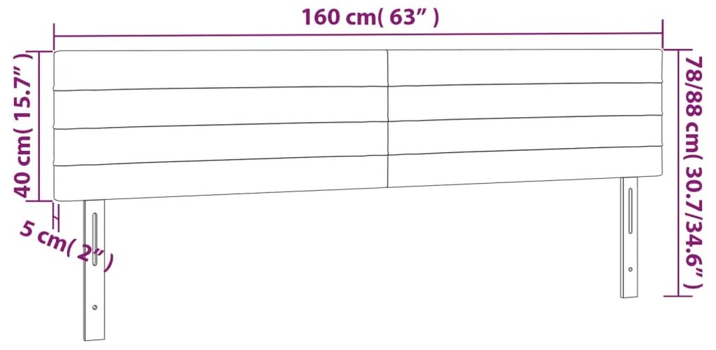 Cabeceira cama luzes LED tecido 160x5x78/88cm cinza-acastanhado