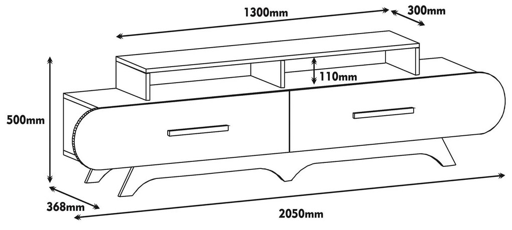 Móvel TV Flora – Nogueira e Creme – 205x50x36,8 cm