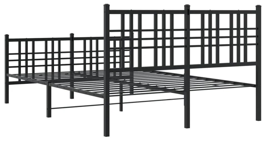 Estrutura de cama com cabeceira e pés 120x200 cm metal preto