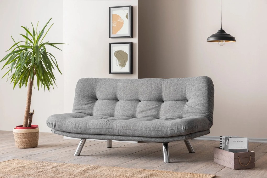 Sofá-Cama 3 Lugares Misa – Cinzento Claro – 52x175x40 cm