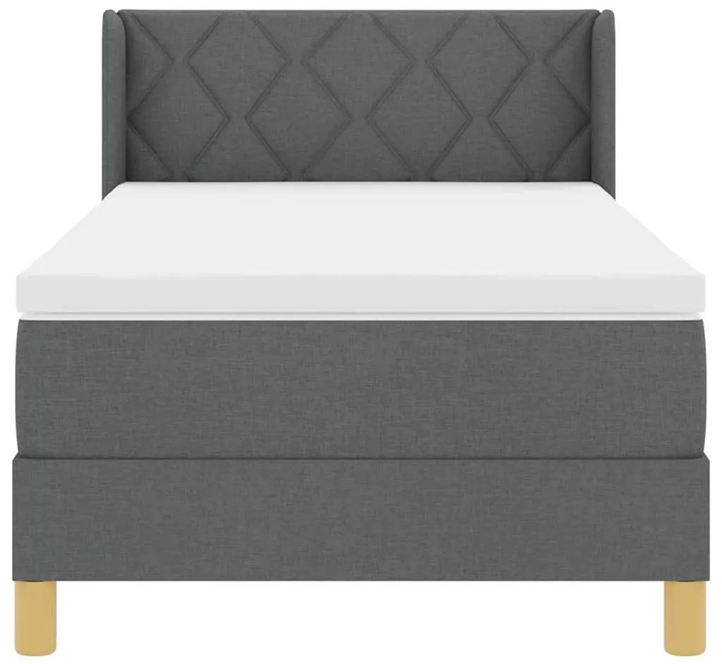 Cama Box com Colchão , Cinza Escuro, 100 x 200 cm, Têxtil