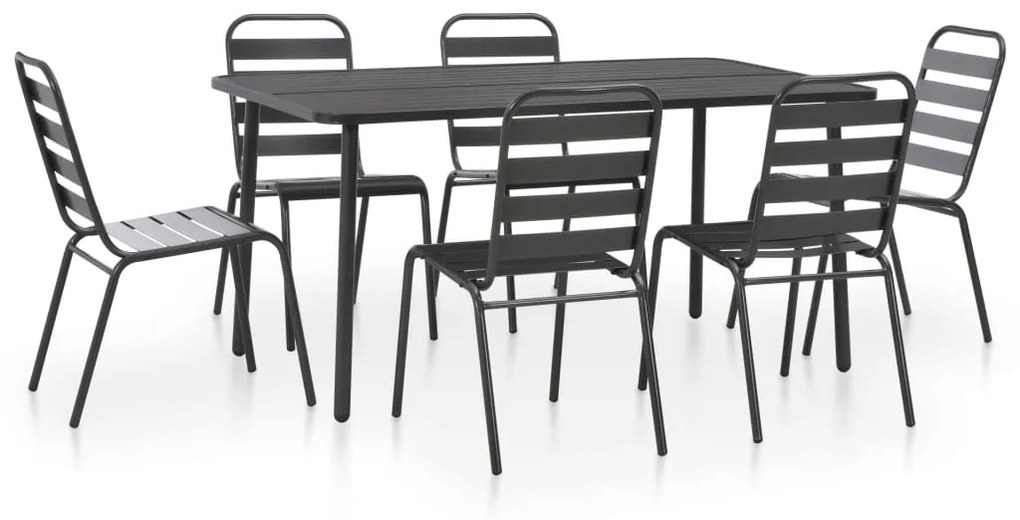 vidaXL 7 pcs conjunto de jantar jardim aço cinzento escuro