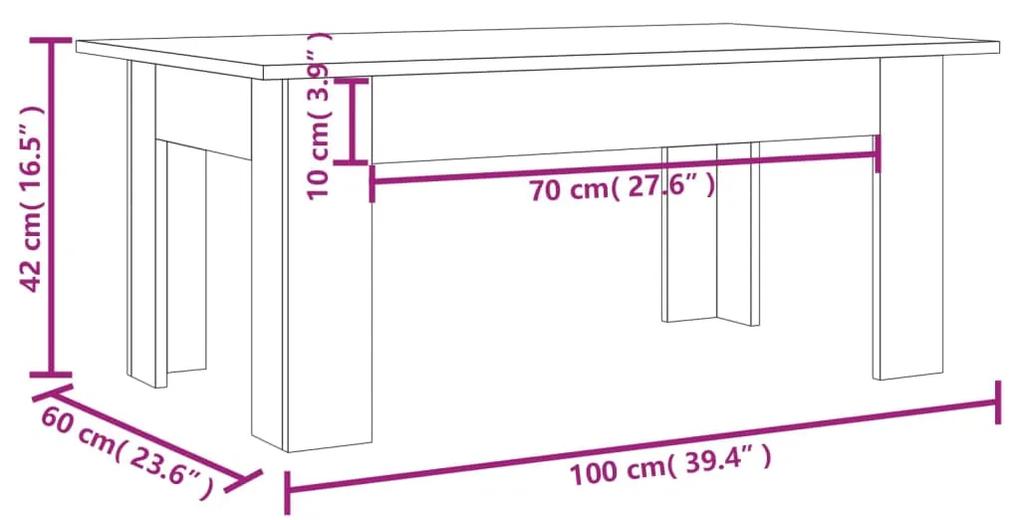 Mesa de centro 100x60x42cm derivados de madeira cinzento sonoma