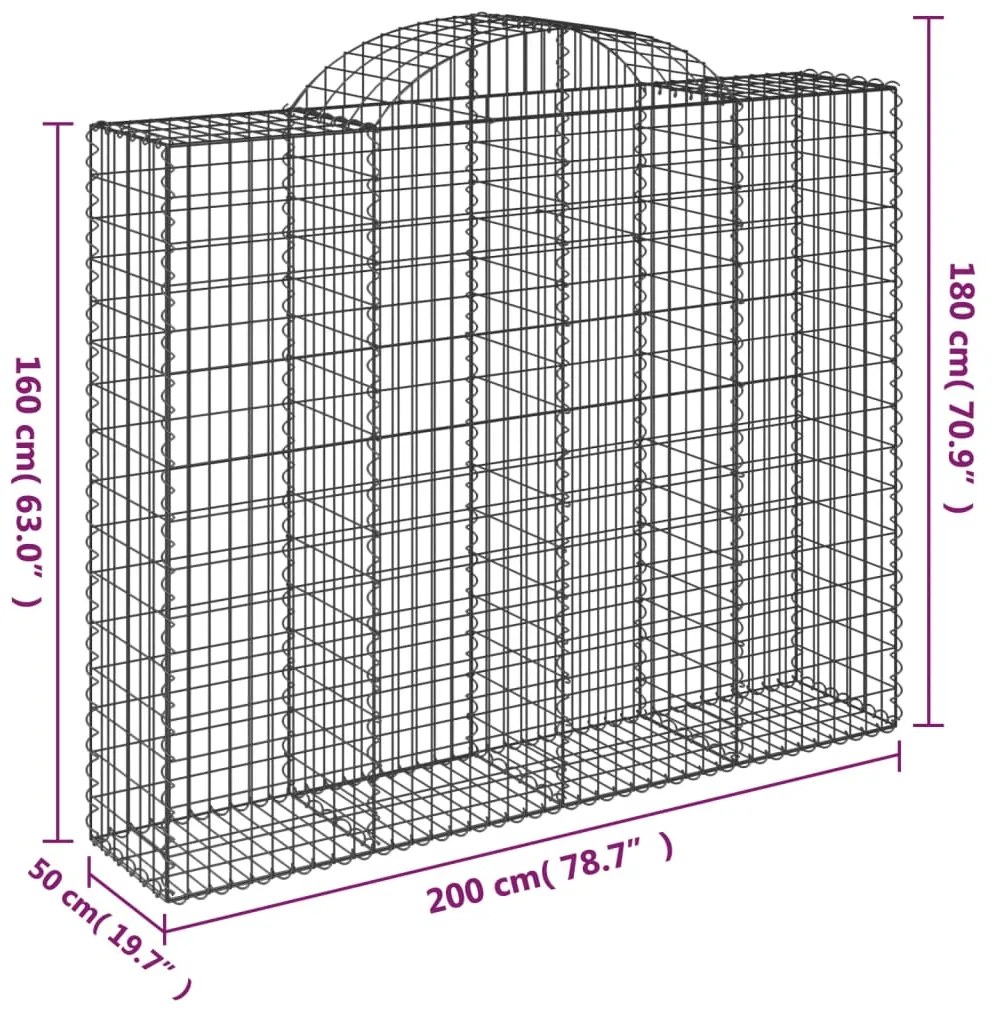 Cestos gabião arqueados 40 pcs 200x50x160/180 ferro galvanizado