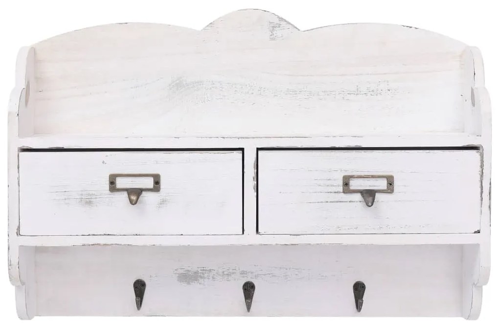 Cabide de parede 50x10x34 cm madeira branco