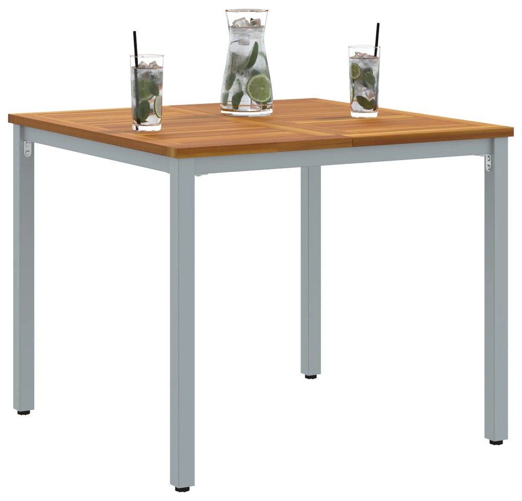 Mesa de Jardim vidaXL 90x90x75 cm em Madeira de Acácia Sólida e Metal