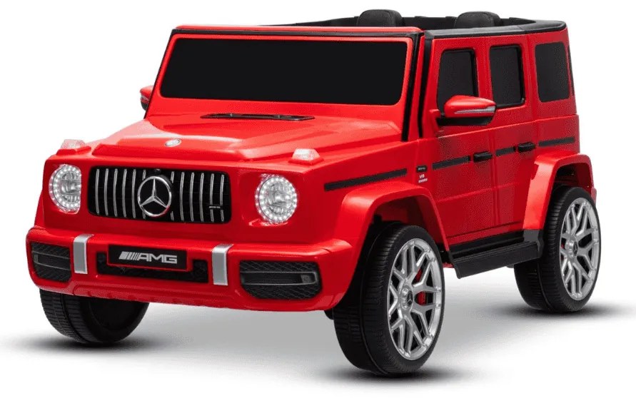 Carro elétrico para crianças Mercedes-Benz G63 AMG 24V, 4x4, 2 Lugares assento couro sintético, Rodas Eva Macias Vermelho