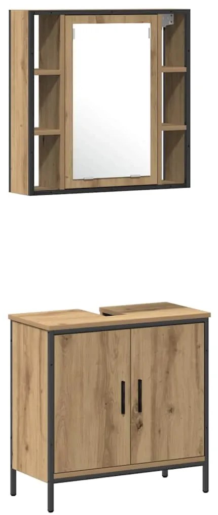 Conjunto de Móveis para Banheiro 4 Peças Carvalho Artesanal Derivados