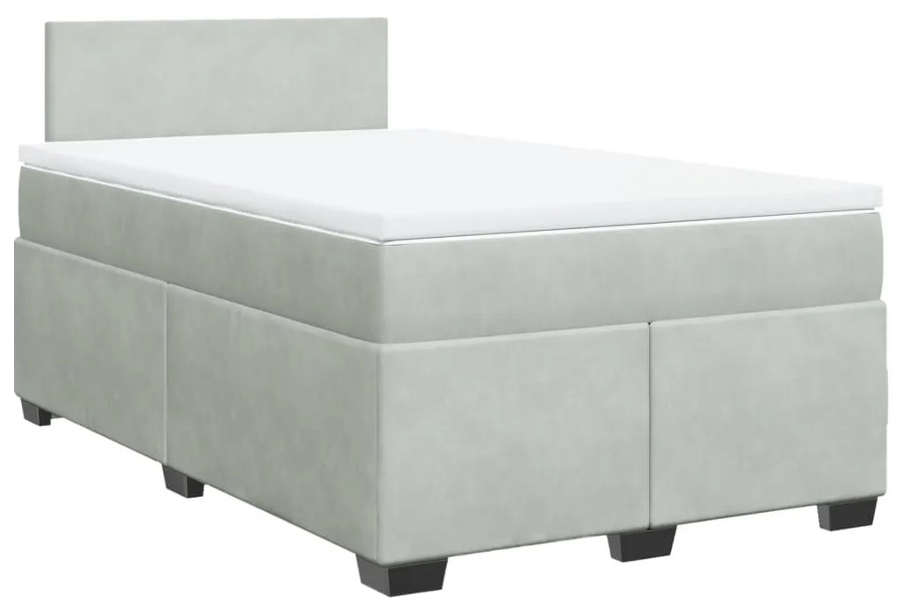 Cama boxspring com colchão 120x190 cm veludo cinzento-claro