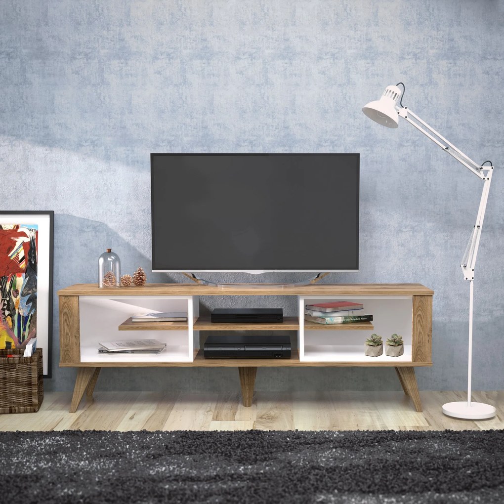 Móvel para TV Ionis – Carvalho e Branco – 160x52,5x35 cm