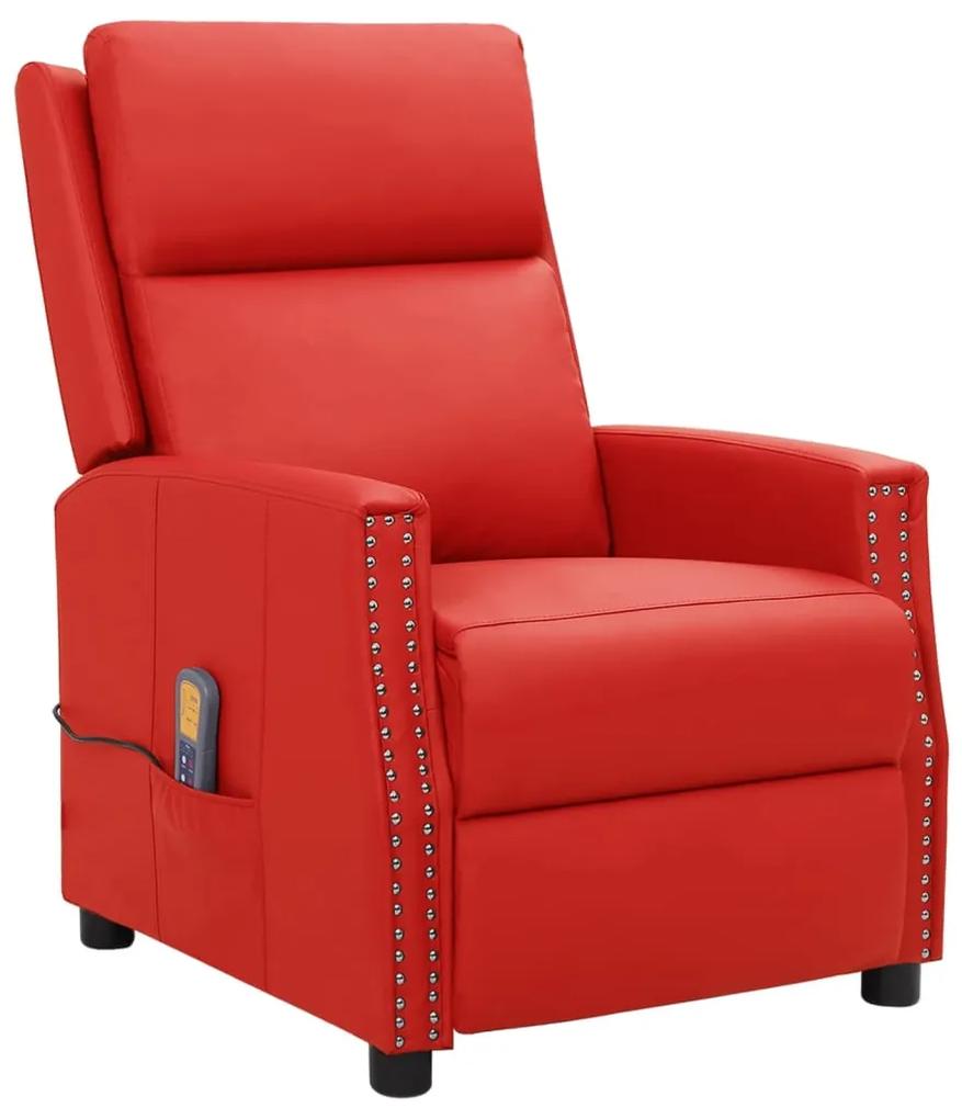 338848 vidaXL Cadeira de massagens couro artificial vermelho