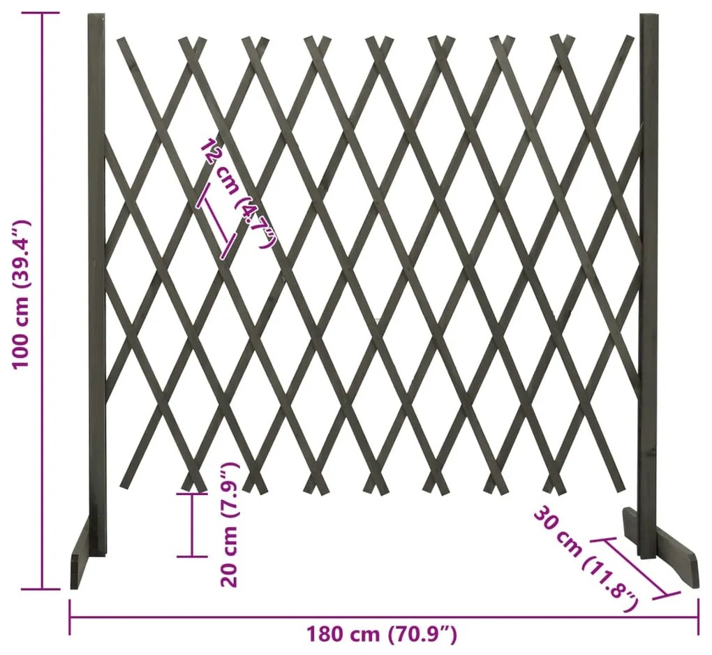 Vedação em treliça para jardim 180x100 cm abeto maciço cinzento