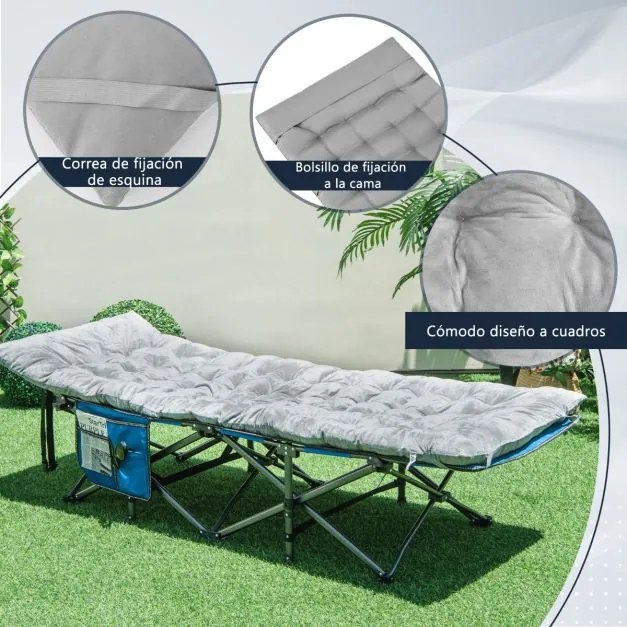 Almofada de espreguiçadeira com 4 correias de fixação Almofada de espreguiçadeira para cadeira de exterior Jardim Terraço e varanda 190 x 70 x 7 cm Ci