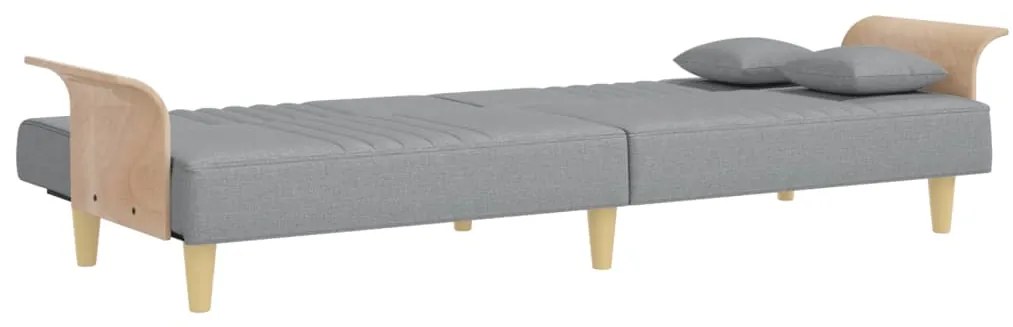 Sofá-cama com apoio de braços tecido cinzento-claro