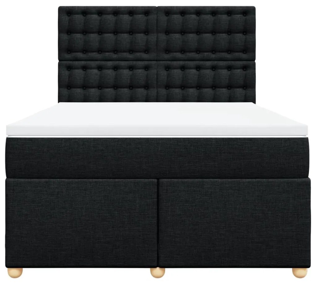 Cama com molas/colchão 140x200 cm tecido preto