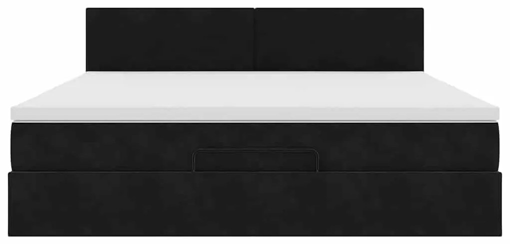Estrutura de cama otomana com colchão 160x200 cm veludo preto