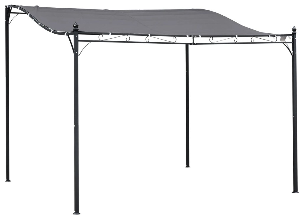 Pergula de jardim 3x3m Gazebo com Toldo e 4 Furos de Drenagem para Pát