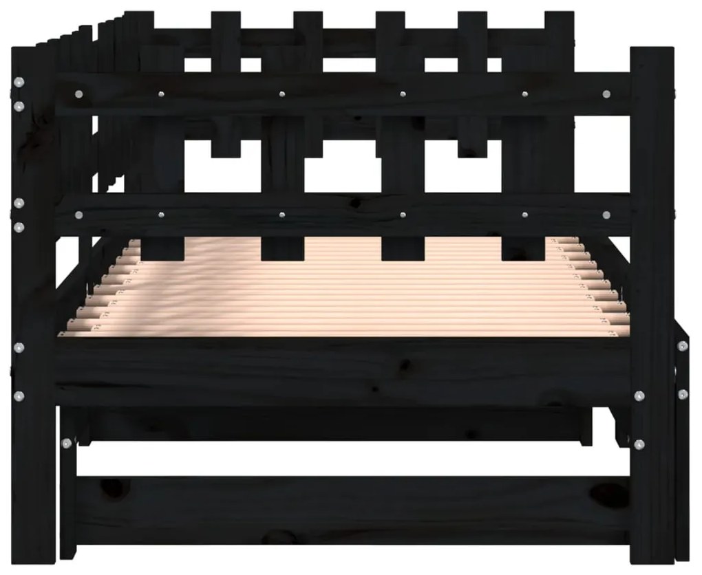 Sofá-cama de puxar 2x(90x200) cm pinho maciço preto