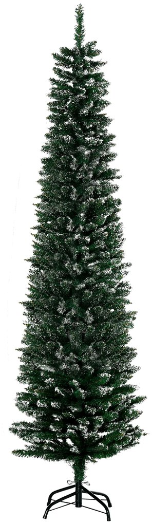 Árvore de Natal Artificial Altura 190 cm com 570 Ramos de PVC Ignífugos Base Dobrável e Suporte Metálico Decoração de Natal Ø53x190 cm Verde