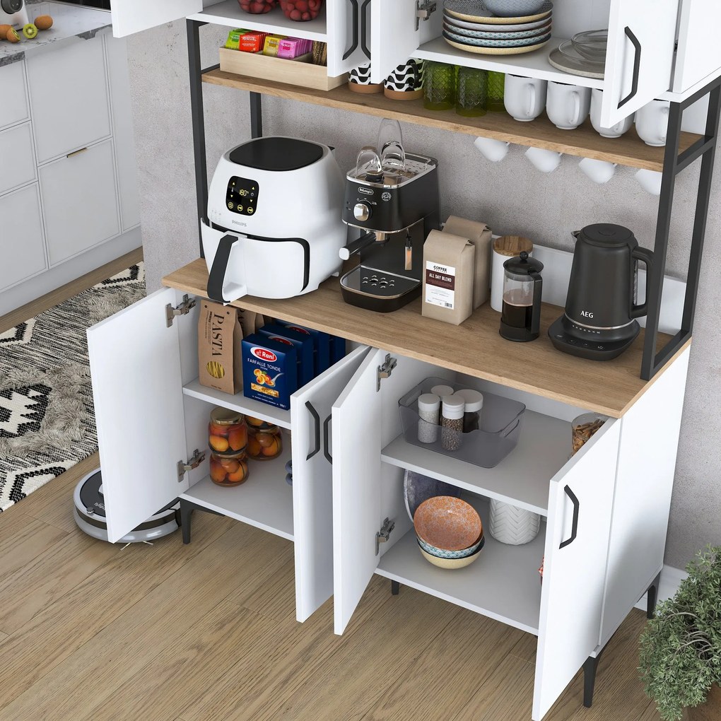 Armário Alto de Cozinha "Stella" - 120 x 198,6 x 40 cm - Nogueira e Br