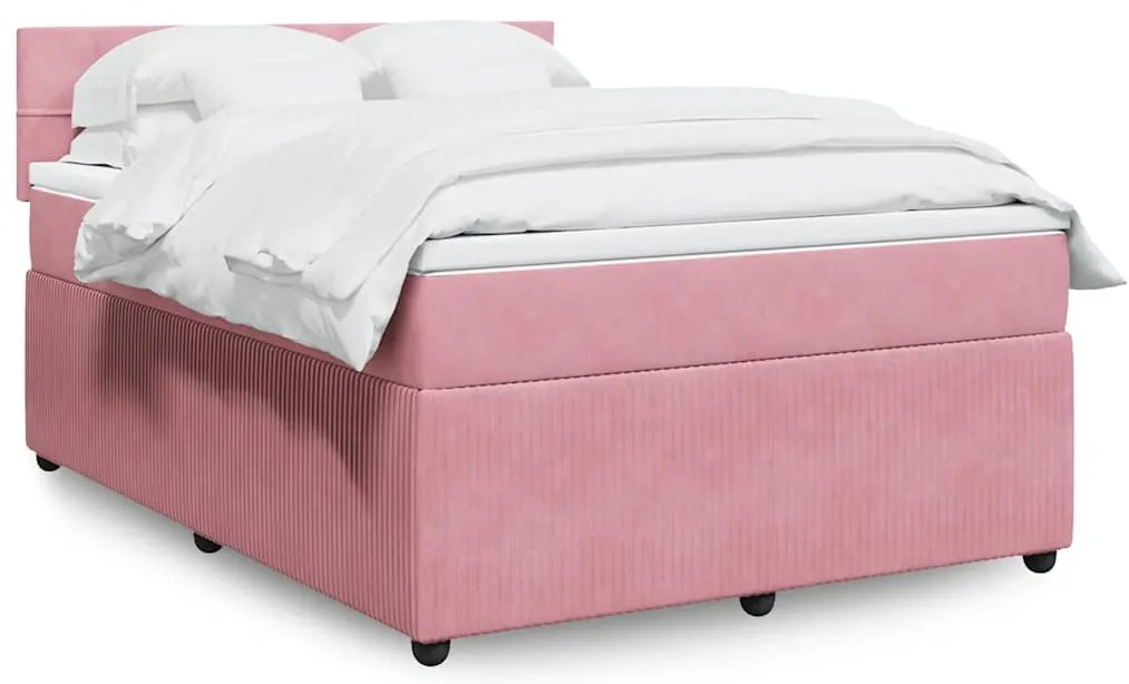 Cama com molas/colchão 140x200 cm veludo rosa
